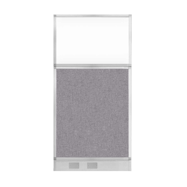 Hush Panel Configurable Cubicle Partition 3' x 6' Cloud Gray Fabric Clear Window w/ Cable Channel